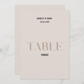 Tabelle 3 Fett Beige Hochzeitsstimmung Tischnummer (Vorne/Hinten)