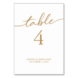 Tabelle 4 Goldkalligrafie Personalisierte Hochzeit Tischnummer