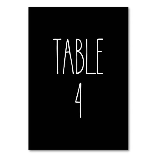 Tabelle 4 Rohes Dunn-Keramik-Black Table Card Tischnummer (Vorderseite)