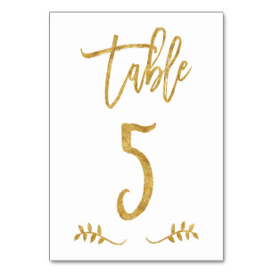 Tabelle 5 Elegante Gold Handwriting Brushed Laur Tischnummer