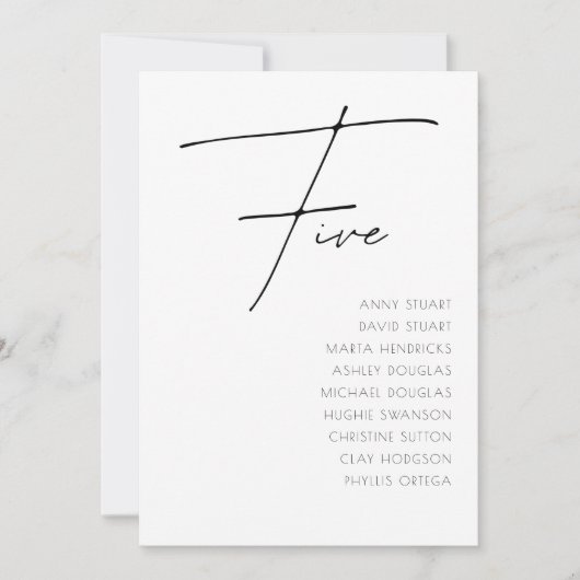 Tabelle 5 Moderne Hochzeitsvorlage für die Tischnu Einladung (Vorderseite)