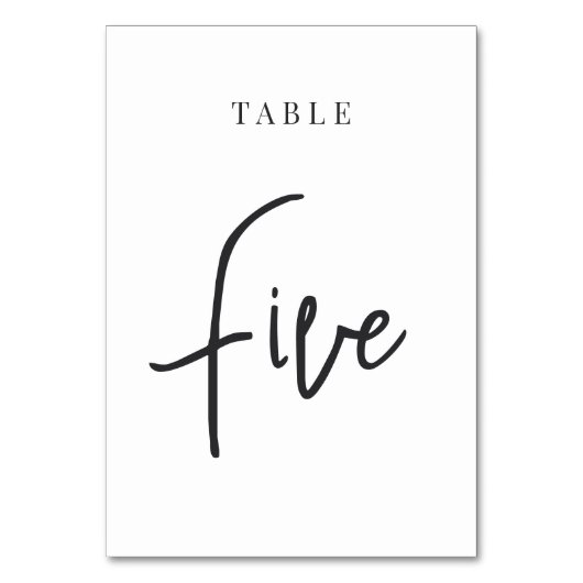 Tabelle 5: Schwarz-Weiß-Hand Tischnummer (Vorderseite)