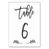 Tabelle 6 | Einfache Schwarze Handschrift Brushed  Tischnummer (Vorderseite)