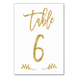 Tabelle 6 | Elegante Gold Handwriting Brushed Laur Tischnummer