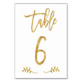 Tabelle 6 | Elegante Gold Handwriting Brushed Laur Tischnummer (Rückseite)