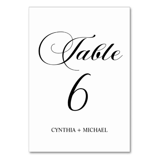 Tabelle 6 Moderne Script-Hochzeitsskripte-Tischnum Tischnummer (Vorderseite)