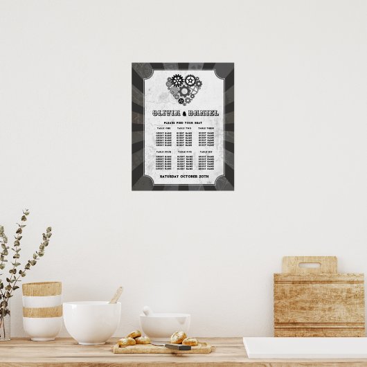 Tabelle 6 Sitzplan Hochzeit Steampunk Hochzeit Poster (Küche)