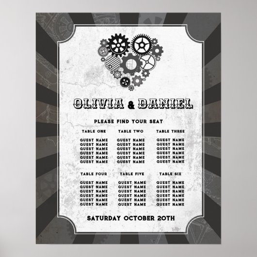 Tabelle 6 Sitzplan Hochzeit Steampunk Hochzeit Poster (Vorne)