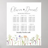 Tabelle 6 Sitzplan Hochzeiten Wildblumen Poster (Vorne)