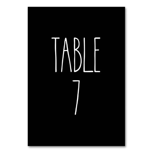 Tabelle 7 Die schwarze schwarze Tischkarte von Rae Tischnummer (Rückseite)