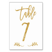 Tabelle 7 | Elegante Gold Handwriting Brushed Laur Tischnummer (Rückseite)
