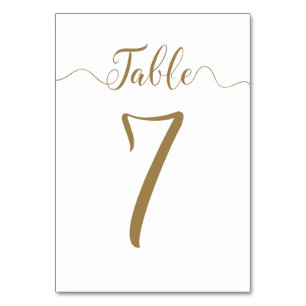 Tabelle 7 von 30 Hochzeiten Tischnummern Gold