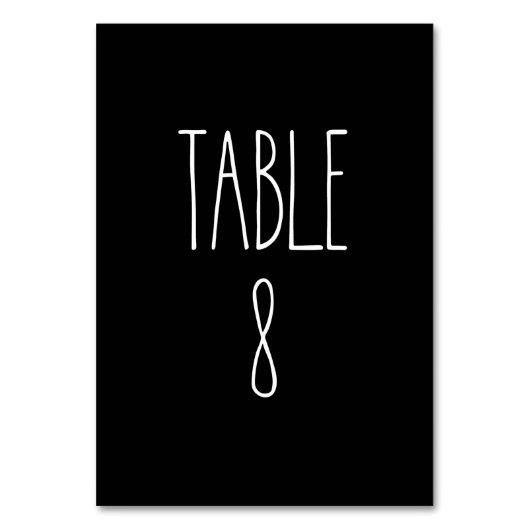 Tabelle 8 Die schwarze schwarze Tischtafelkarte vo Tischnummer (Rückseite)