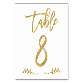 Tabelle 8 | Elegante Gold Handwriting Brushed Laur Tischnummer