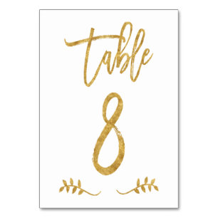Tabelle 8 Elegante Gold Handwriting Brushed Laur Tischnummer