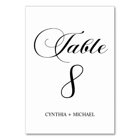 Tabelle 8 Moderne Script-Hochzeitsskripte-Tischnum Tischnummer (Vorderseite)