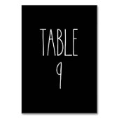 Tabelle 9 Die schwarze schwarze Tischtafelkarte vo Tischnummer (Vorderseite)