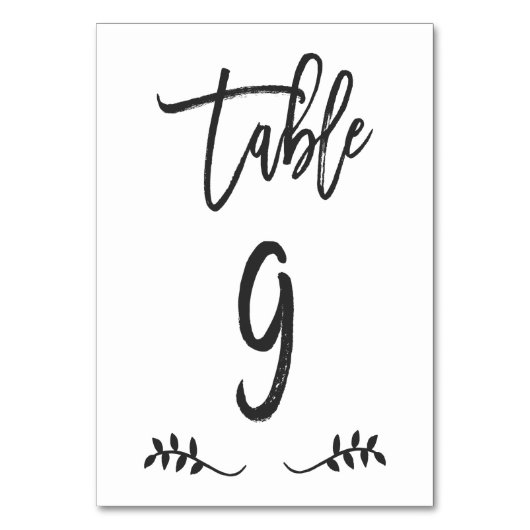 Tabelle 9 | Einfache Schwarze Handschrift Brushed Tischnummer (Rückseite)