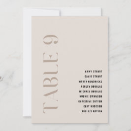 Tabelle 9 Moderne, kühne beige Hochzeitsstiftung T Einladung
