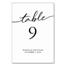 Tabelle 9 Schwarze Kalligrafie Personalisierte Hoc