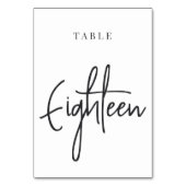 Tabelle Achtzehn Tischnummer (Vorderseite)