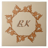 Tabelle - Blätter im Kreis mit Initialen Fliese (Vorderseite)