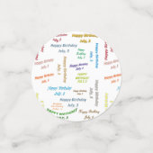 Tabelle Confetti Juli, 3 Geburtstag Konfetti (Klein Vorderseite)