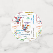 Tabelle Confetti Juli, 4 Geburtstag Konfetti (Klein Vorderseite)