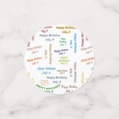 Tabelle Confetti Juli, 9 Geburtstag Konfetti (Klein Vorderseite)