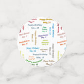 Tabelle Confetti Mai, 15 Geburtstag Konfetti (Klein Vorderseite)