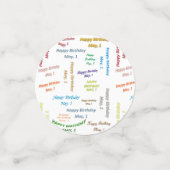 Tabelle Confetti Mai, 1 Geburtstag Konfetti (Klein Vorderseite)