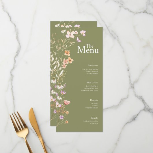 Tabelle Decke für Live-Blume im Menü Hochzeiten Menükarte (Vorderseite/Rückseite Beispiel)