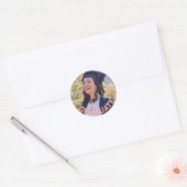 Tabelle der Orange Graduation Party für benutzerde Runder Aufkleber (Umschlag)