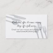 Tabelle, die kulinarische visitenkarte (Rückseite)