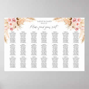 Tabelle für Boho Pampas-Gras Poster