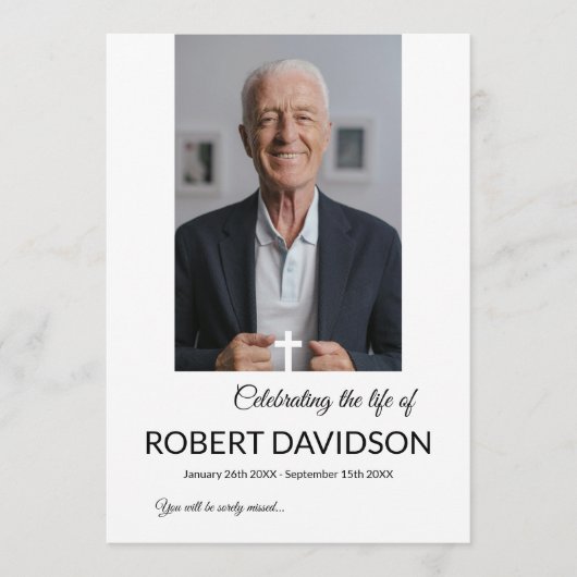 Tabelle für das Foto der Beerdigung Programm (Vorderseite)