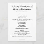 Tabelle für das Foto der Beerdigung Programm (Rückseite)