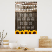 Tabelle für die Hochzeitssitze der rustikalen Sonn Poster (Küche)