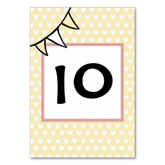 Tabelle für Hochzeitsreisetektorenanzahl des benut Tischnummer (Vorderseite)