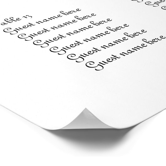 Tabelle für Hochzeitstiefel schwarz-weiß Poster (Ecke)