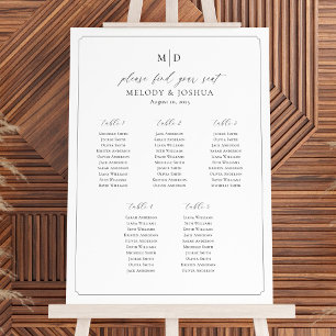Tabelle für Monogramm 5 - Sitzplätze finden Poster