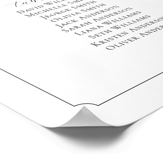 Tabelle für Monogramm 9 - Sitzplakette Poster (Ecke)