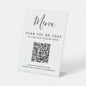 Tabelle mit dem digitalen Hochzeitmenü für QR-Code Sockelschild (Vorderseite)