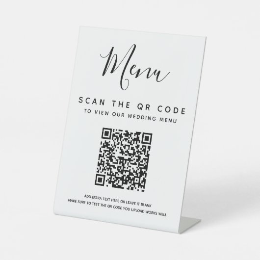 Tabelle mit dem digitalen Hochzeitmenü für QR-Code Sockelschild (Vorderseite)