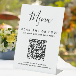 Tabelle mit dem digitalen Hochzeitmenü für QR-Code Sockelschild