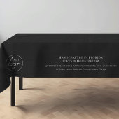Tabelle mit dem Logo für Minimalistische Schwarze  Tischdecke