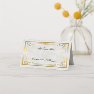 Tabelle mit geklapptem Goldmarmor Platzkarte