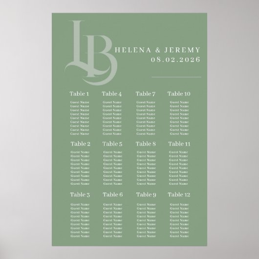 Tabelle mit grünen Sitzen | Botanisch geometrisch Poster (Vorne)