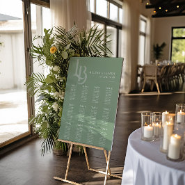 Tabelle mit grünen Sitzen | Botanisch geometrisch Poster