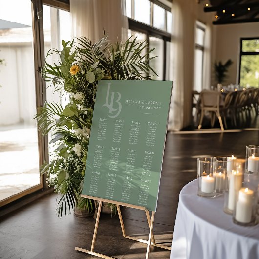 Tabelle mit grünen Sitzen | Botanisch geometrisch Poster